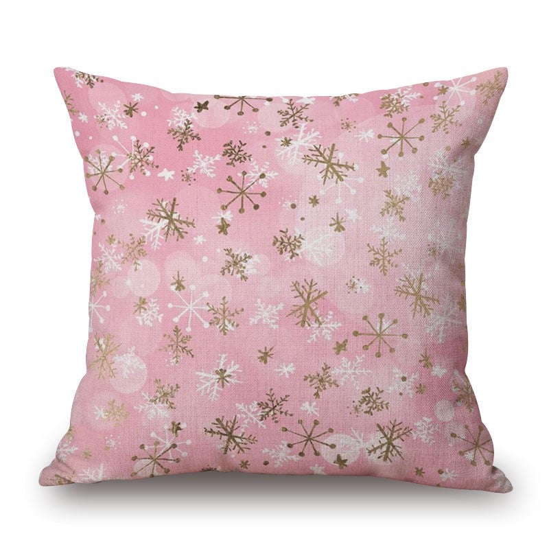 Cushions & Decorative Pillows Snowflakes On Pink Cotton Linen Pillow Cover