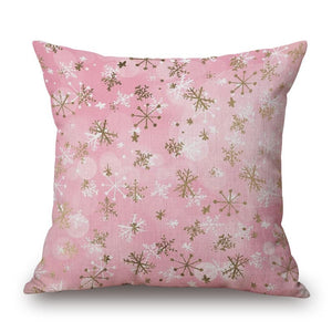 Cushions & Decorative Pillows Snowflakes On Pink Cotton Linen Pillow Cover