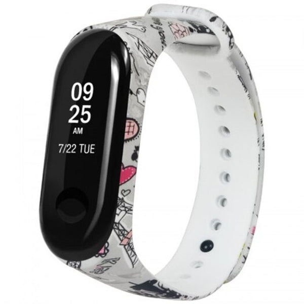 Watch Bands Soft Painting Replacement Wristband Watch Strap For Xiaomi Mi Band 3 White