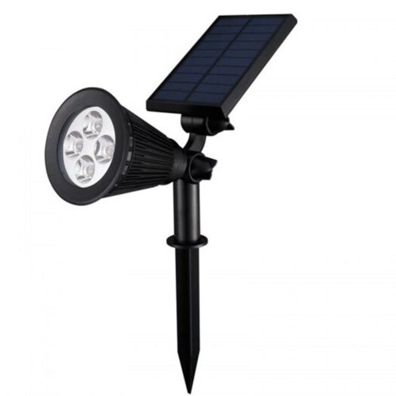 Landscape & Walkway Lights Solar Spotlight Lawn Flood Light Outdoor Waterproof Garden 4 Led Wall Lamp Black 2700K 3000K