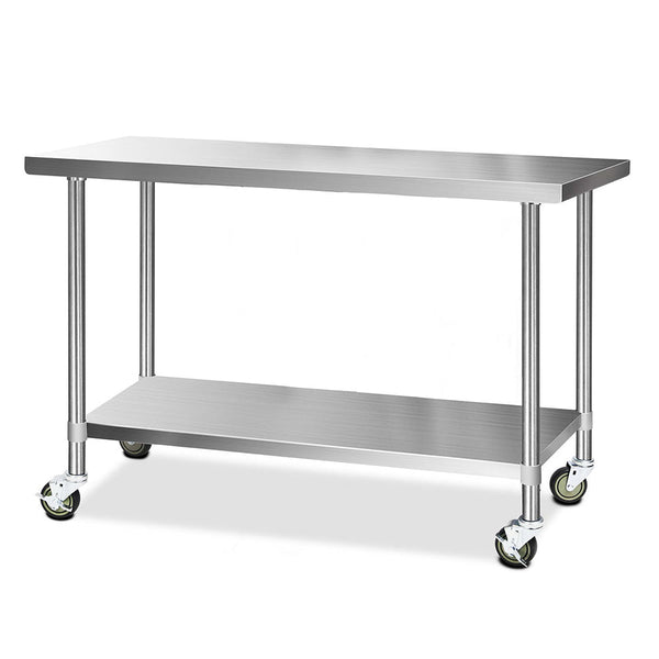 Kitchen Carts Cefito 304 Stainless Steel Kitchen Benches Work Food Prep Table With Wheels 1524Mm X 610Mm