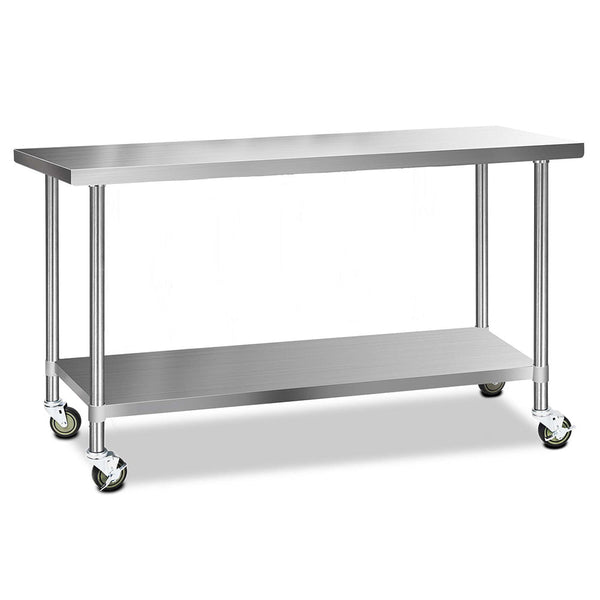 Kitchen Carts Cefito 304 Stainless Steel Kitchen Benches Work Food Prep Table With Wheels 1829Mm X 610Mm