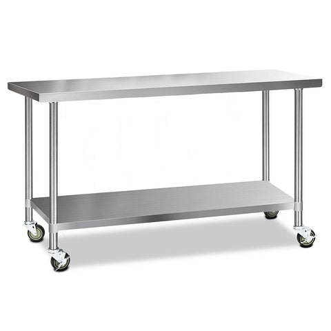 Kitchen Carts Cefito 304 Stainless Steel Kitchen Benches Work Food Prep Table With Wheels 1829Mm X 610Mm