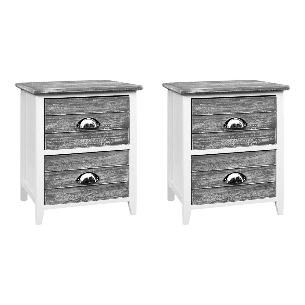 Bedside Tables Artiss 2X Bedside Table Nightstands Drawers Storage Cabinet Bedroom Side Grey