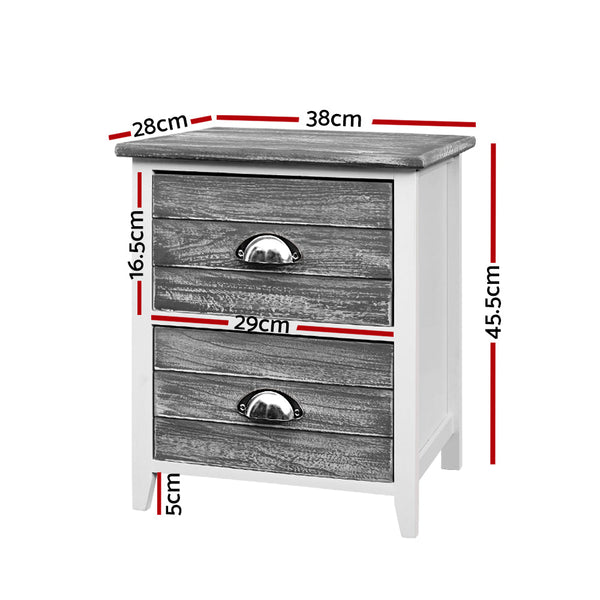 Bedside Tables Artiss 2X Bedside Table Nightstands Drawers Storage Cabinet Bedroom Side Grey