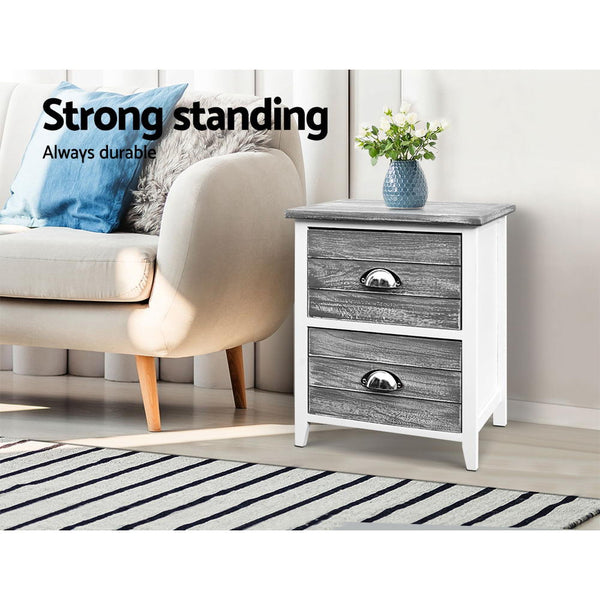 Bedside Tables Artiss 2X Bedside Table Nightstands Drawers Storage Cabinet Bedroom Side Grey