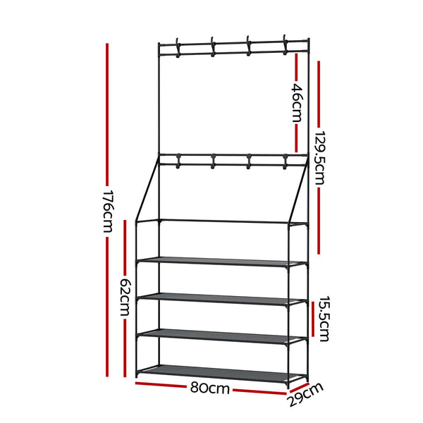 Toner Cartridges Artiss Shoe Rack Coat Hat Stand Hallway Shoes Storage Tree Metal Shelves Black