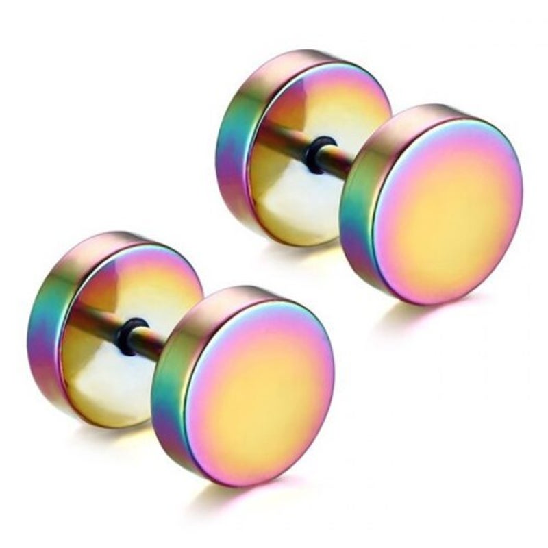 Earrings Stainless Steel High Polished Men Dumbbell Stud Earring