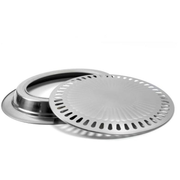 Stainless Steel Korean Barbecue Tray Round Household Non Stick Grill Pan