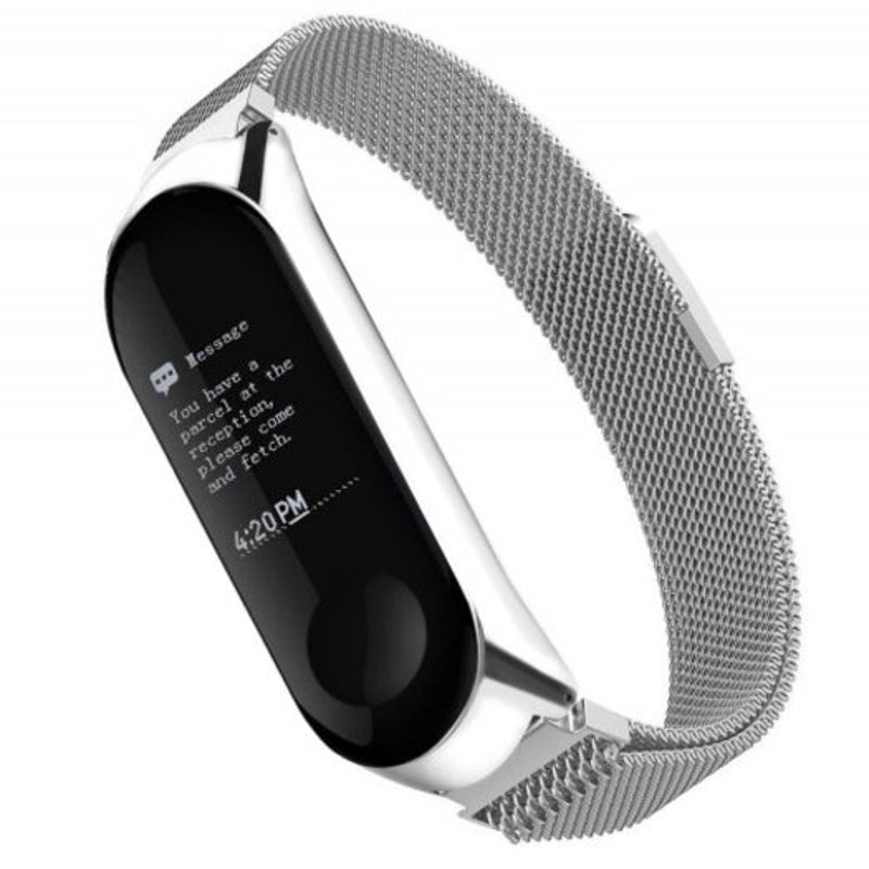 Stainless Steel Strap For Xiaomi Mi Band 4 Smart Bracelet Silver