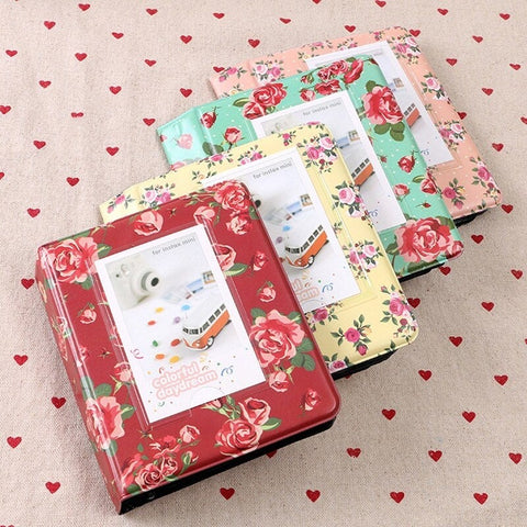 Standard 3In Centerfold Photo Album Pu 64 Pockets Albums Photos Storage Case Floral Memory Souvenir Pink