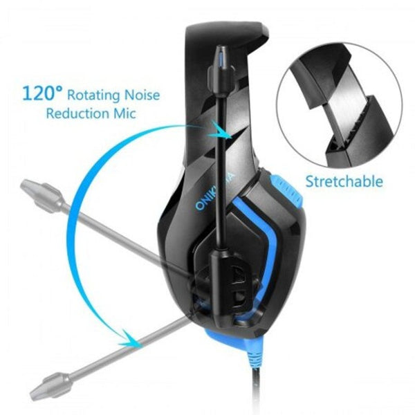 Headsets Stereo Gaming Headset Over Ears For Pc Ps4 X Box One I Pad Blue