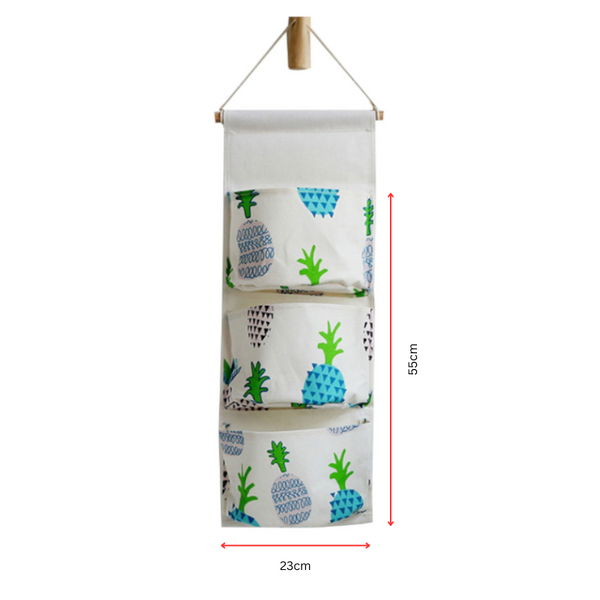 Hanging Closet Storage 3 Pocket Cactus Pineapple Door Wall Closet Hanging Storage Bag Pouch Organizer 13#