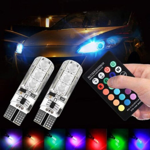 T10 5050 Smd Rgb Car Width Lamp Remote Control Dome Reading Light 2Pcs