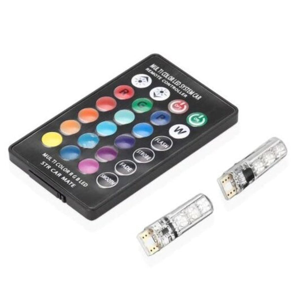 Light Bulbs T10 5050 Smd Rgb Car Width Lamp Remote Control Dome Reading Light 2Pcs