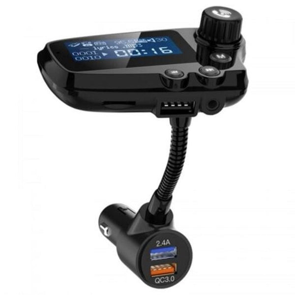 T91 Bluetooth 5.0 Car Handsfree Fm Transmitter Aux Audio Receiver Mp3 Player Qc3.0 Fast Charge With 1.8 Inch Lcd Screen Black