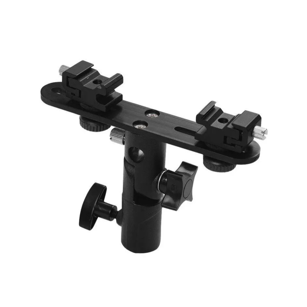 Flash Brackets T Shaped Dual Flash Bracket Speedlite Stand Black