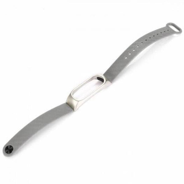 Alloy Shell Metal Tpe Rubber Wrist Strap For Xiaomi Mi Band 2 Gray