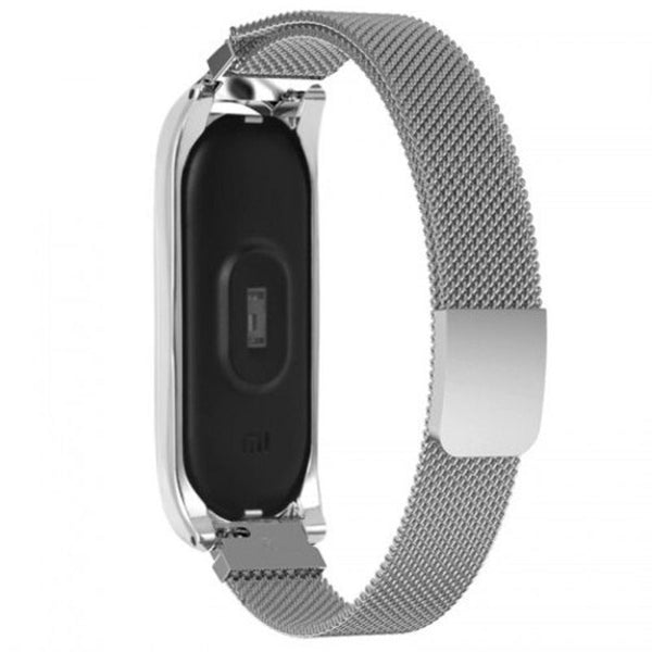 Magnetic Buckle Metal Replacement Wrist Strap For Xiaomi Band 4 / 3 Silver