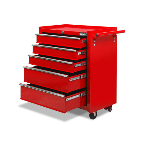 Tool Cabinets & Cupboards Giantz 5 Drawer Mechanic Tool Box Cabinet Storage Trolley Red