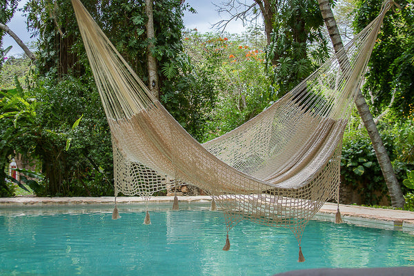 Hammocks Mayan Legacy Outdoor Undercover Cotton Hammock With Hand Crocheted Tassels King Size Marble