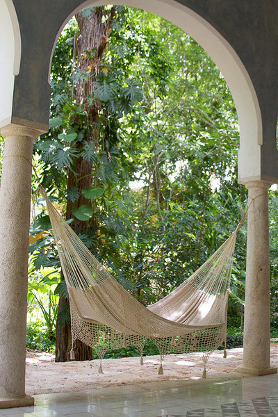 Hammocks Mayan Legacy Outdoor Undercover Cotton Hammock With Hand Crocheted Tassels King Size Marble