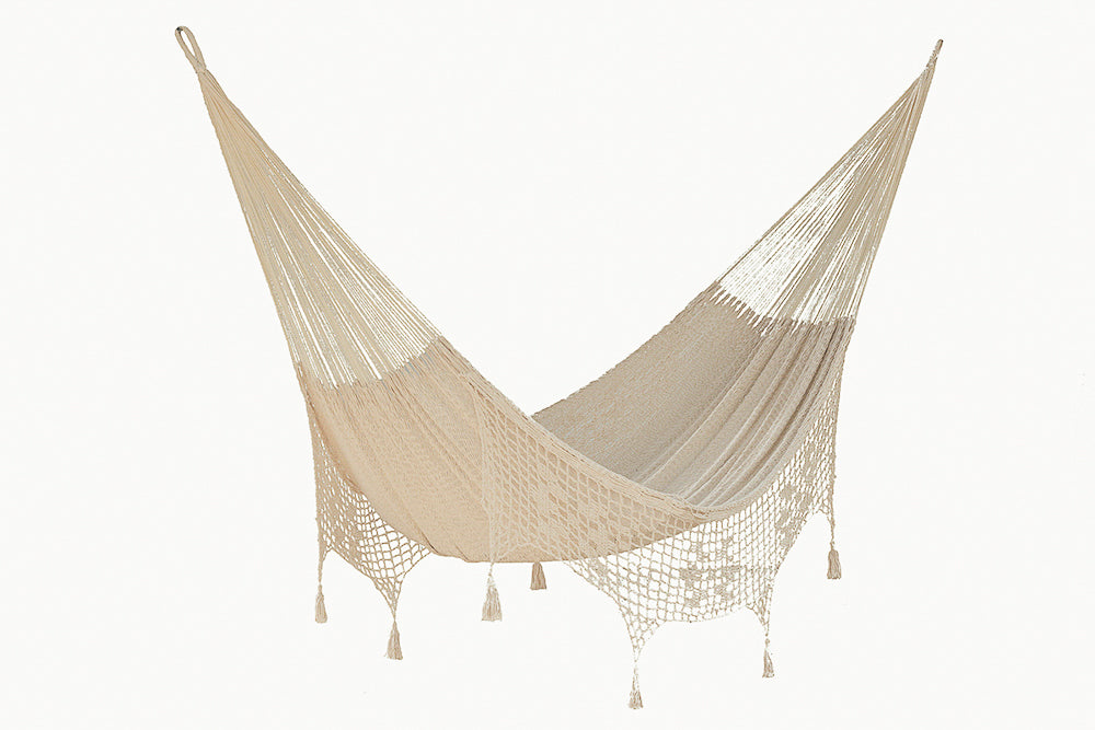 Hammocks Mayan Legacy Outdoor Undercover Cotton Hammock With Hand Crocheted Tassels King Size Marble