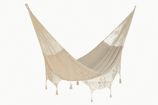 Hammocks Mayan Legacy Outdoor Undercover Cotton Hammock With Hand Crocheted Tassels King Size Marble