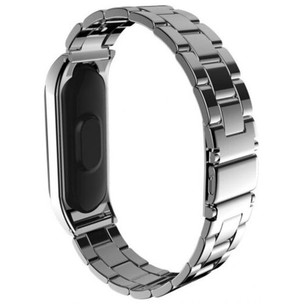 Watch Bands Three Bead Chain Stainless Steel Watchband For Xiaomi Mi Band 3 Silver