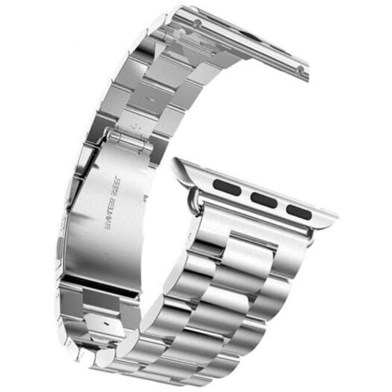 Watch Bands Three Bead Chain Watch Strap Double Buckle Steel Watchband For Apple Series 4 Silver 44Mm