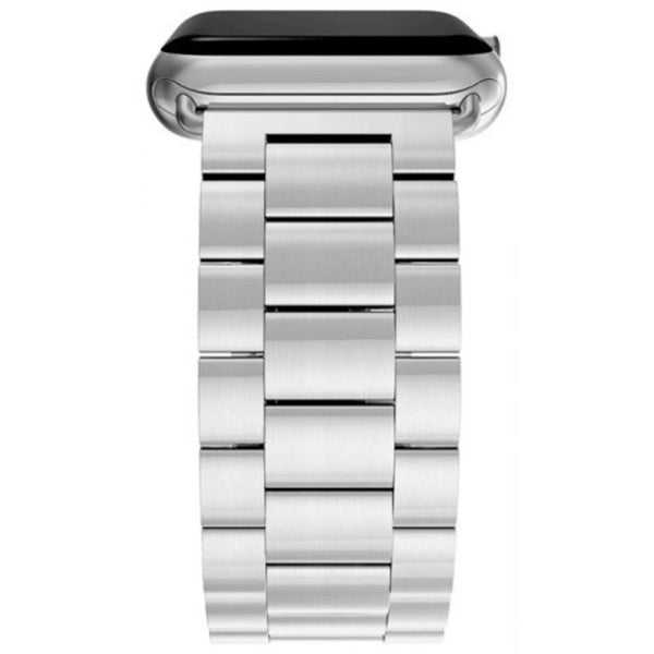 Watch Bands Three Bead Chain Watch Strap Double Buckle Steel Watchband For Apple Series 4 Silver 44Mm