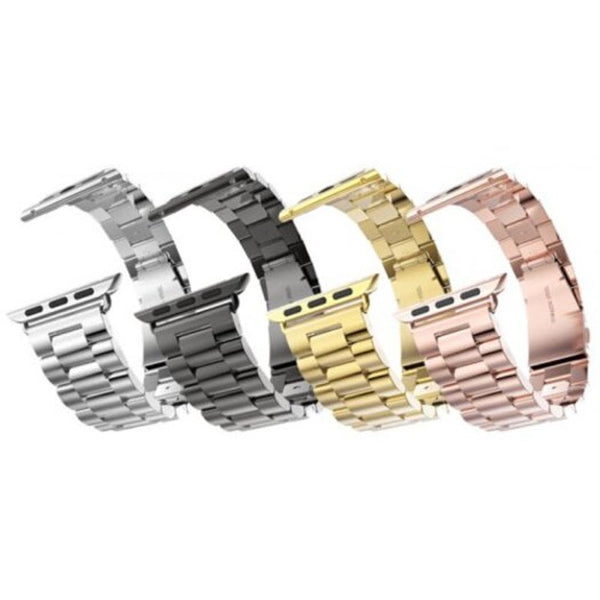 Watch Bands Three Bead Chain Watch Strap Double Buckle Steel Watchband For Apple Series 4 Silver 44Mm