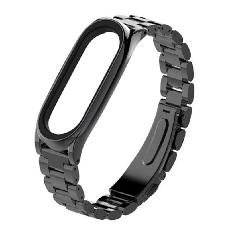 Watch Bands Three Bead Stainless Steel Fashion Watch Strap For Xiaomi Mi Band 3 / 4 Black