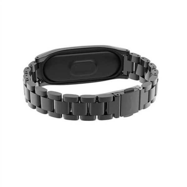 Watch Bands Three Bead Stainless Steel Fashion Watch Strap For Xiaomi Mi Band 3 / 4 Black