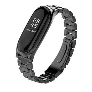 Watch Bands Three Beads Solid Replacement Steel Watch Strap For Xiaomi Mi Band 4 Black