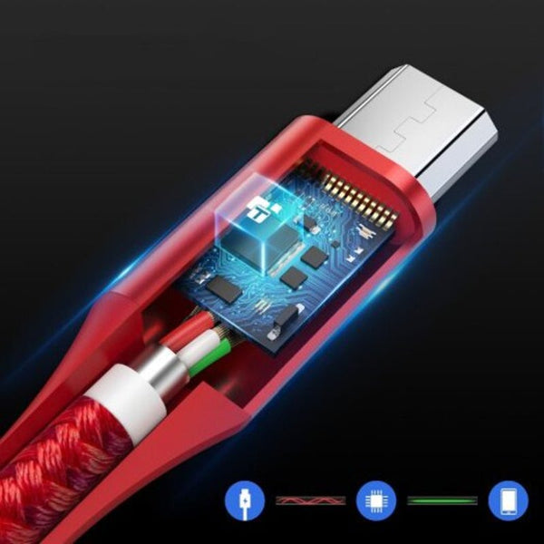 Micro Usb Cable 2.5A Fast Charging Data For Samsung Xiaomi Red 100Cm