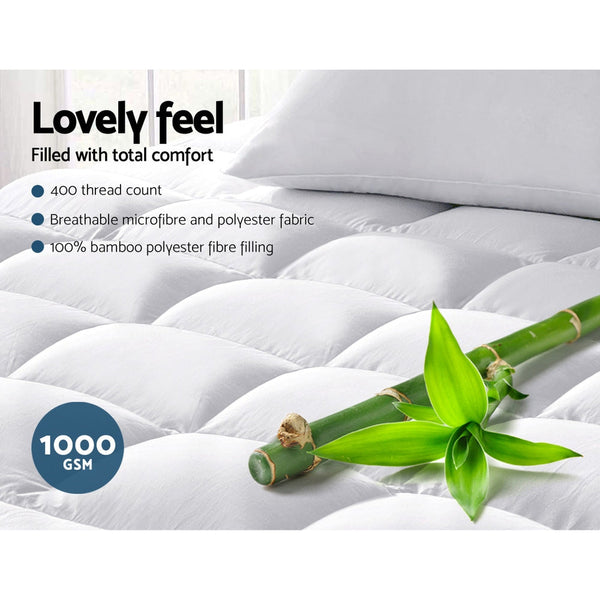 Mattress Toppers & Protectors Giselle Bedding Queen Mattress Topper Bamboo Fibre Pillowtop Protector