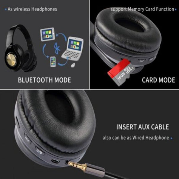 Headsets Hz10 Wireless Headphones Over Ear Bluetooth Bass Earphone With Mic For Tv Phone Pc Black Gold