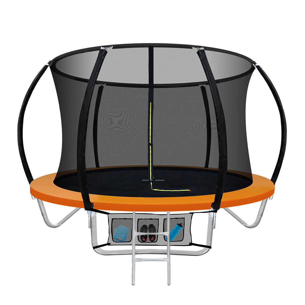 Trampolines Everfit 8Ft Trampoline Round Kids Present Gift Enclosure Safety Net Pad Outdoor Orange