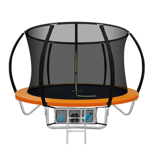 Trampolines Everfit 8Ft Trampoline Round Kids Present Gift Enclosure Safety Net Pad Outdoor Orange