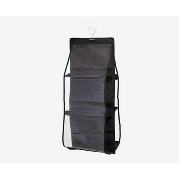 Transparent Bag Storage Hanging Non Woven Household Wardrobe Black