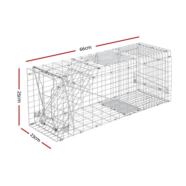 Insect Traps & Baits Giantz Humane Animal Trap Cage 66 X 23 25Cm Silver