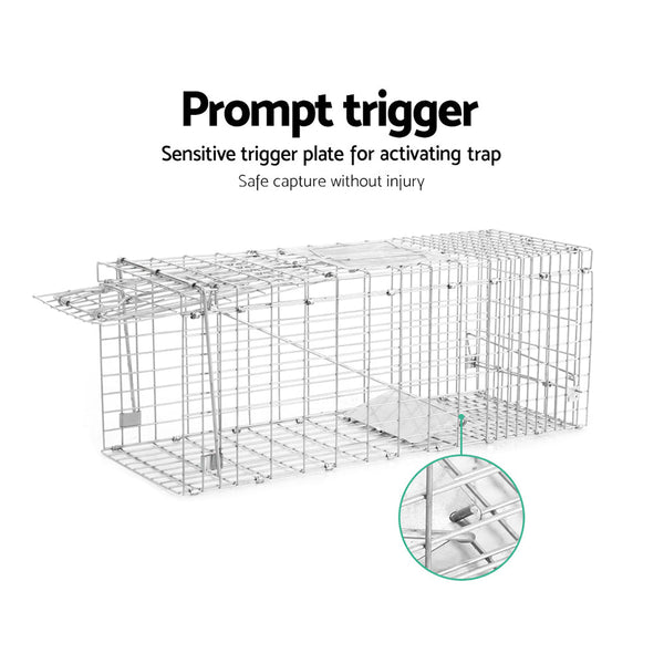 Insect Traps & Baits Giantz Humane Animal Trap Cage 66 X 23 25Cm Silver