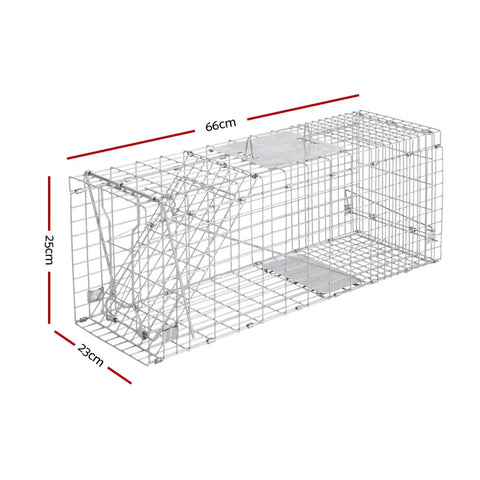Giantz Set Of 2 Humane Animal Trap Cage 66 X 23 25Cm - Silver