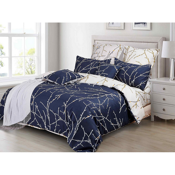 Quilt Covers Tree Reversible King Size Blue Duvet Quilt Cover Set