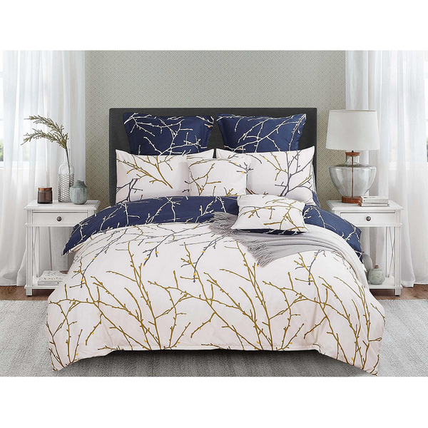 Quilt Covers Tree Reversible King Size Blue Duvet Quilt Cover Set