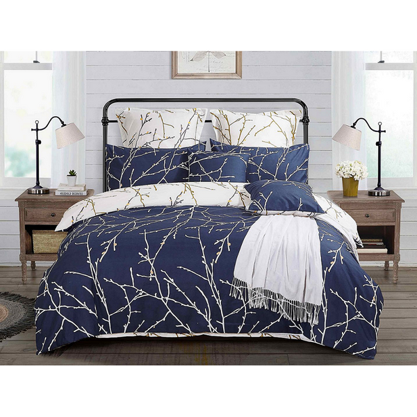 Quilt Covers Tree Reversible King Size Blue Duvet Quilt Cover Set