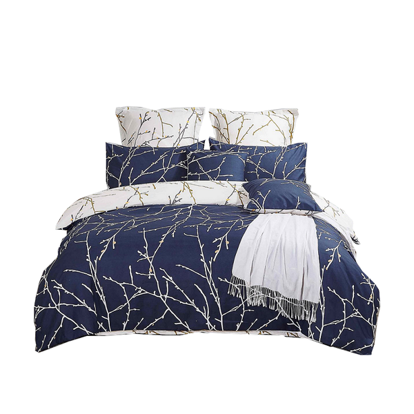 Quilt Covers Tree Reversible King Size Blue Duvet Quilt Cover Set