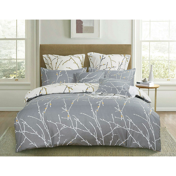 Quilt Covers Tree Reversible King Size Grey Duvet Quilt Cover Set