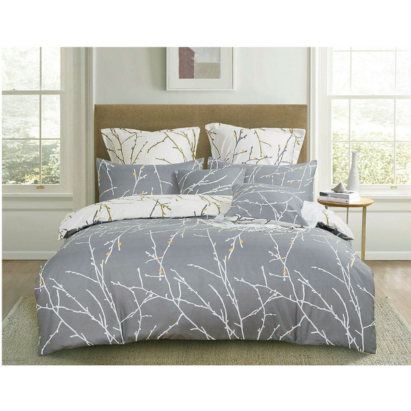 Quilt Covers Tree Reversible Queen Size Grey Duvet Quilt Cover Set